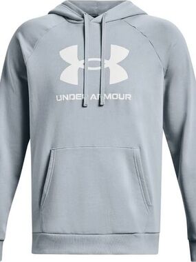 Under Armour Men's Pale Blue Hoodie with White Logo